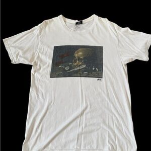 Stussy White Short Sleeve Tee with Graphic Design